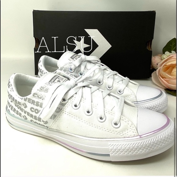 Converse Ctas Madison Ox Canvas White Silver Print - Picture 5 of 8